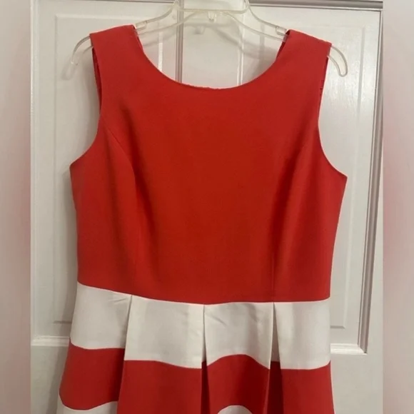 Nine West Coral Striped Box Pleat Dress - Picture 2 of 8